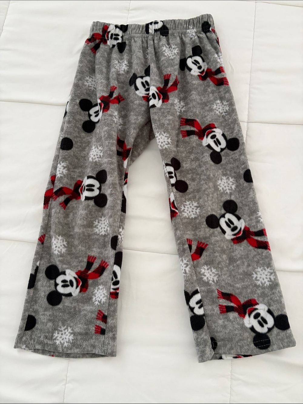 Disney Gray Fleece Mickey Mouse Pajama Pants with Red Accents